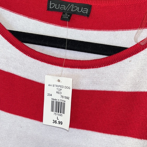 🐇 Bua//bua AH Striped Red & White Dog sweater top - Picture 4 of 7